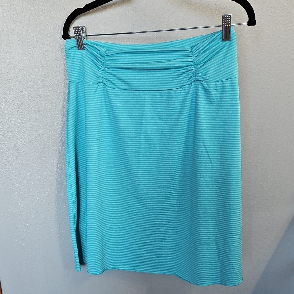 🌿 Tranquility Aqua Striped A-Line Skirt
